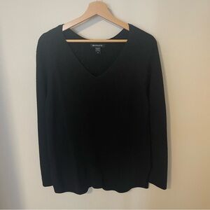 Athleta Black V-Neck Sweater Merino Wool Blend